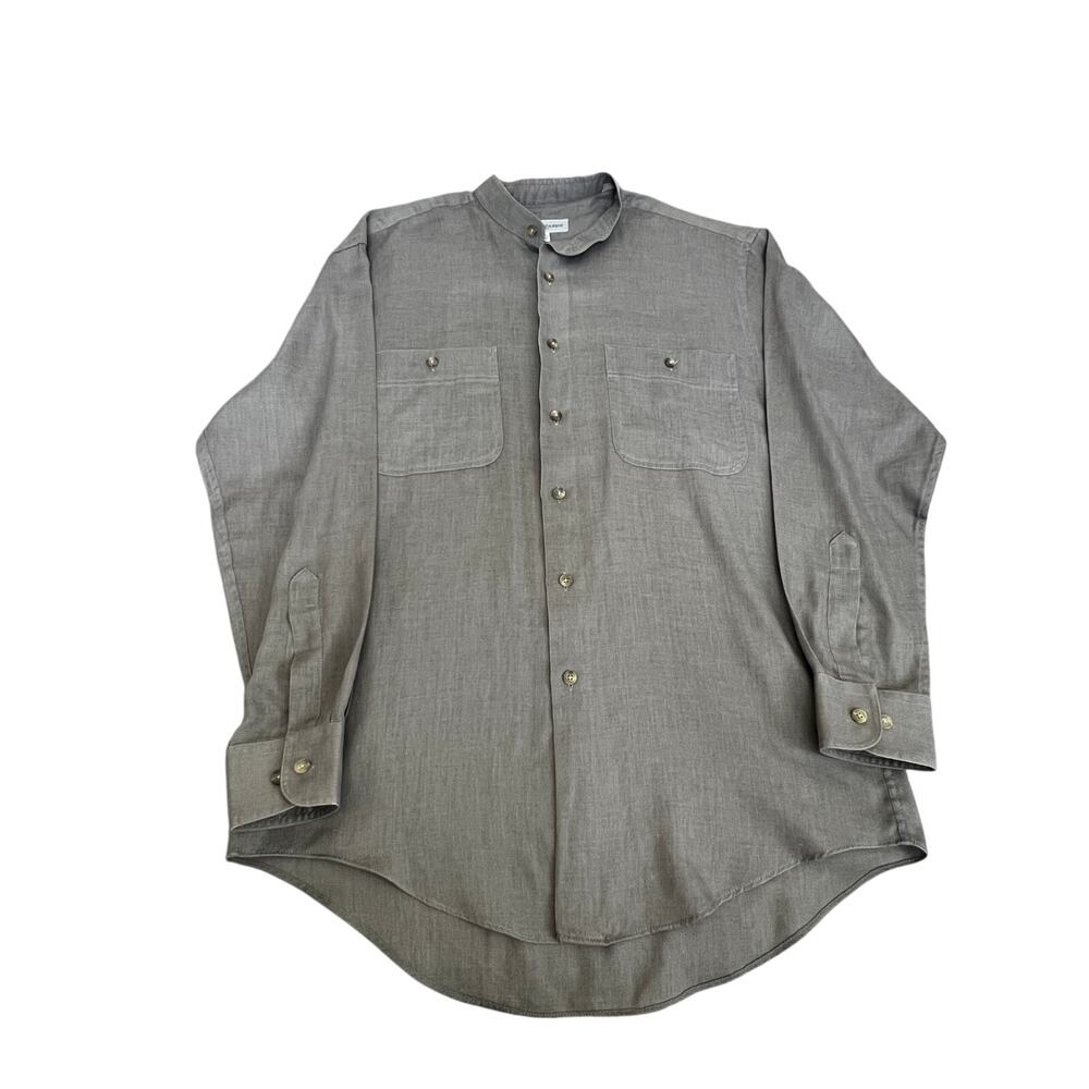Yves‎ Saint Laurent Men’s Shirt Gray Cotton Blend Button-Up Size Medium YSL